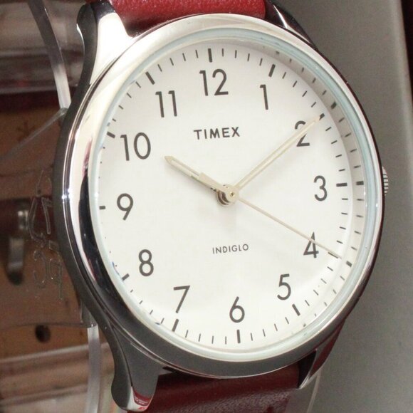 Times Ladies Easy Reader Quartz Watch Burgundy Strap 32mm main image 6